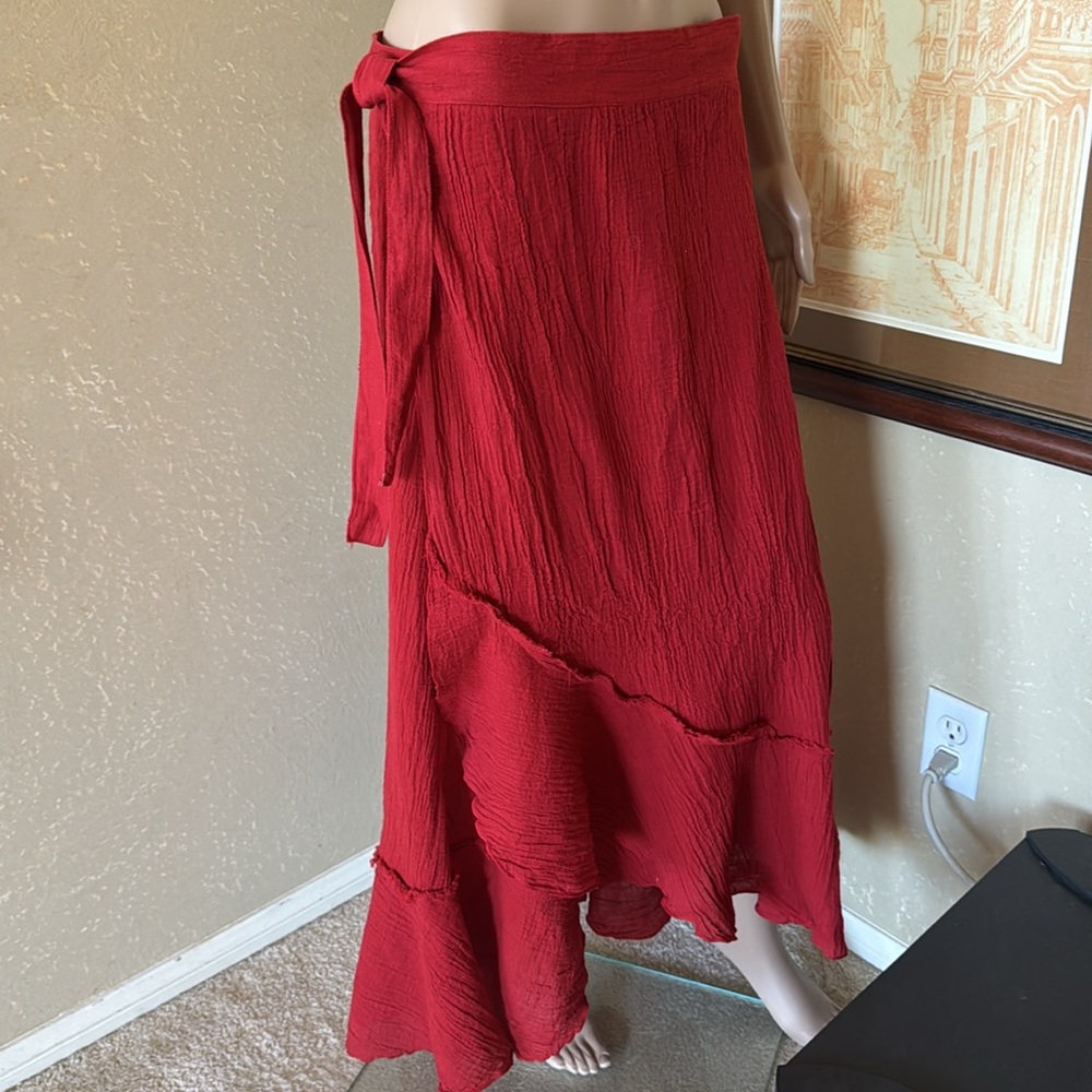 Vintage 70’s USA Crinkle Cloth Wrap Skirt Sz 16W L - Picture 3 of 8